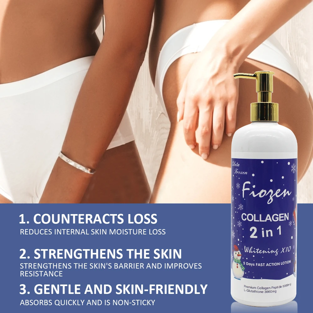 5D Gluta Frozen Collagen 2 in 1 Whitening Fast Action Anti- tach Anti wrinkle and Anti-aging Firming Skin Body Care Lotion 500ml