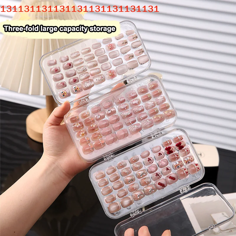 Three-Fold Press-On Nail Storage Boxes Transparent Plastic Nail Storage Box Press-On Nail Organizer For False Nails Display - view 3