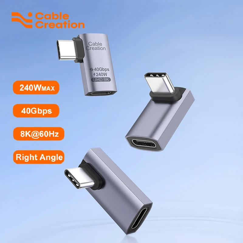 

CableCreation 90 Degree USB C Adapter, Right Angle USB C Male to Female Adapter 40Gbps 240W