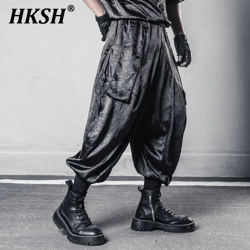 

HKSH Spring Summer New Men's Tide Niche Trendy Retro Print Casual Fashion Dark Style Personalized Patterned Lantern Pants HK4097
