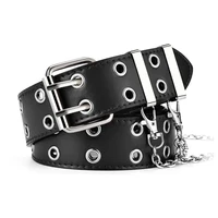 Women's Belt Large size Double Hole Men Belt Punk Hip Hop Rock Style Subculture Y2K Belt Punch Free Belt for Men and Women 6