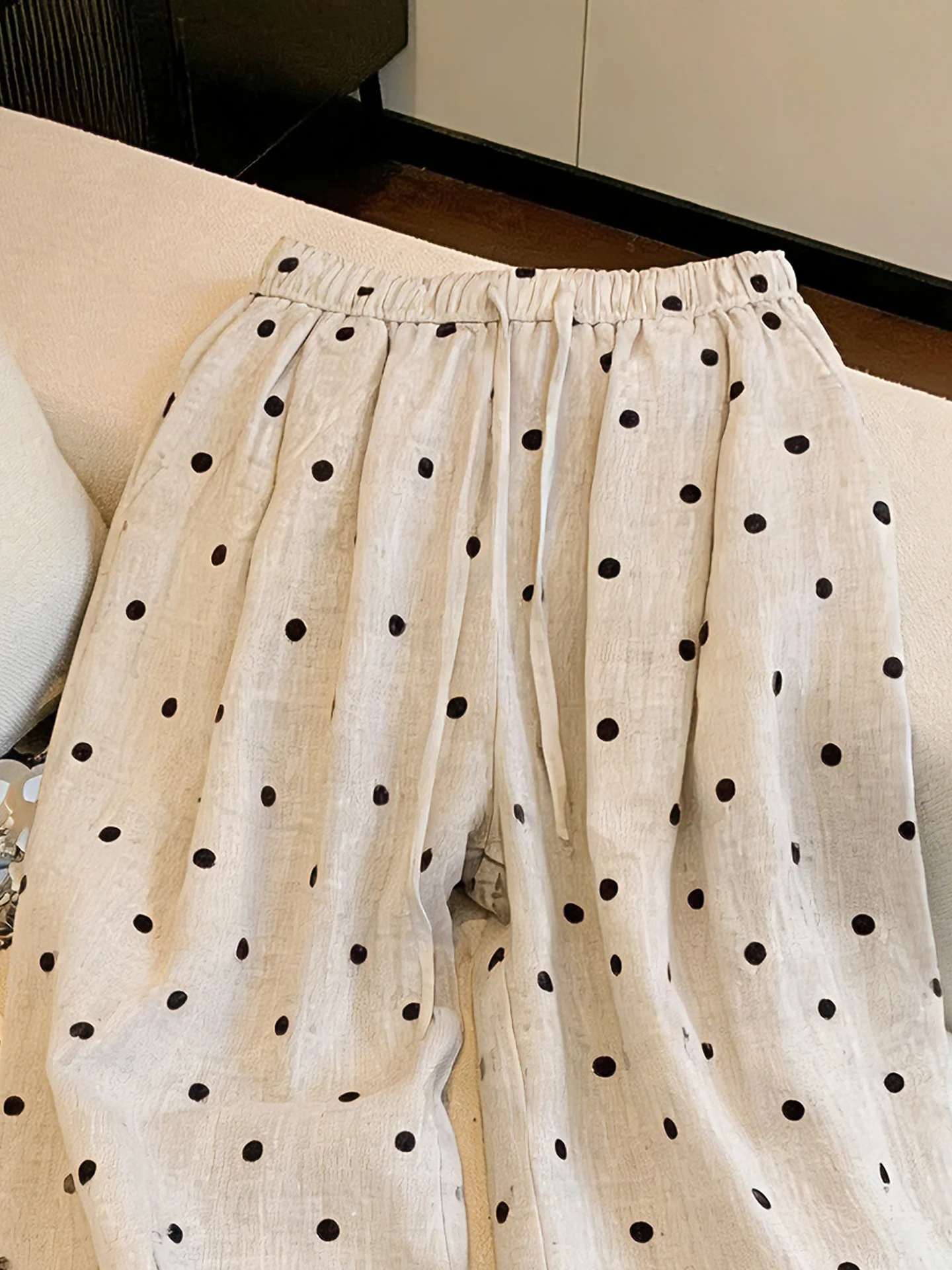 Retro Polka Dot Leinen Loose S – Linen Pant Wide Bewertung und Preis