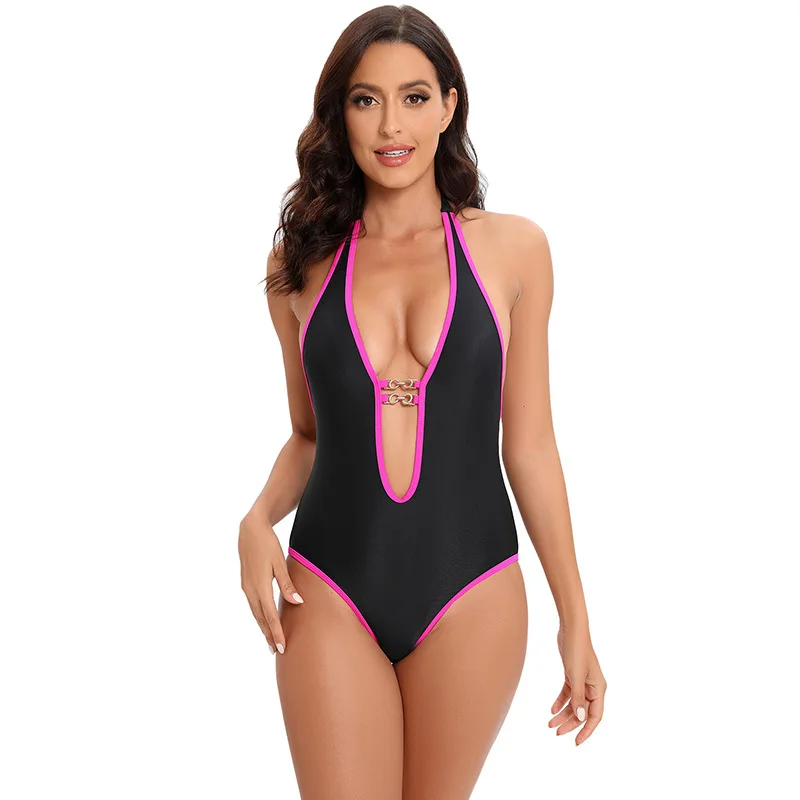 ملابس سباحة ضيقة جديدة لعام 2025 للسيدات قطعة واحدة ملابس سباحة بكيني محافظة ومثيرة بلون سادة