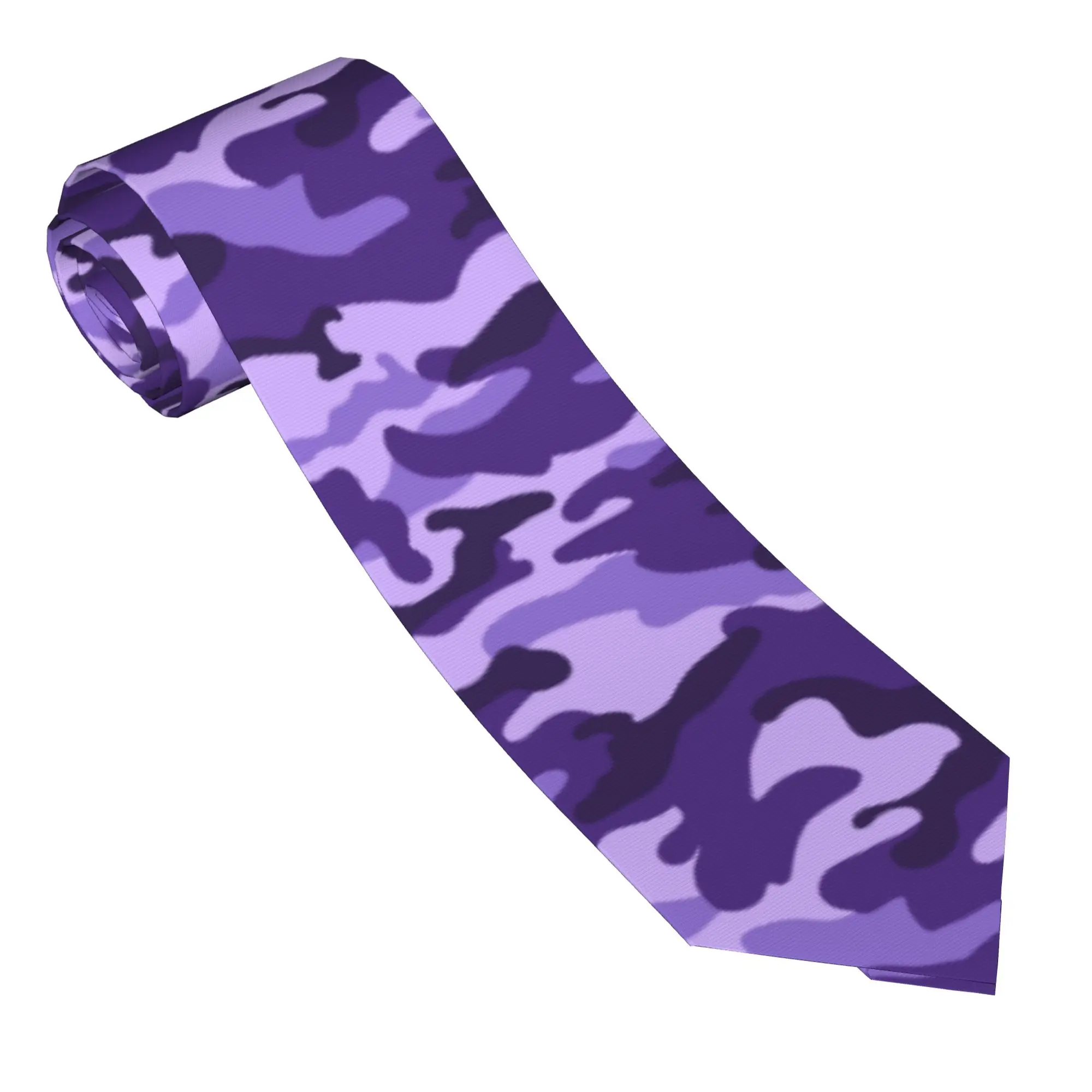 Purple Camouflage Pattern Necktie Unisex Slim 8 cm Narrow Military Neck Ties for Mens Shirt Accessories Cravat Wedding