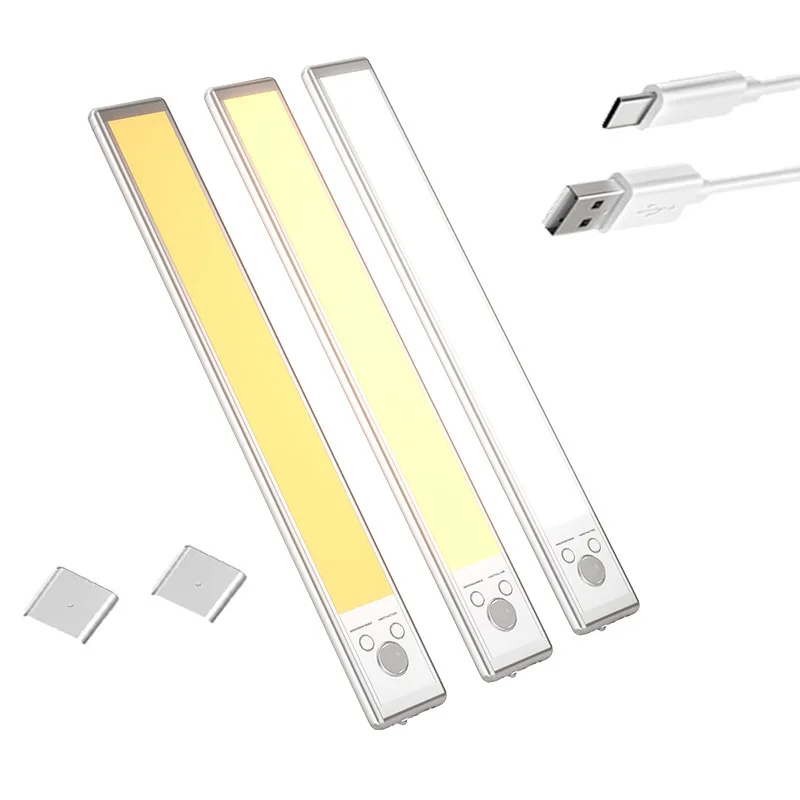 LED Cabinet Light Motion Sensor Rechargeable Night Light for Kitchen Bedroom Cordless Stick Lamp No Drill Light Strip