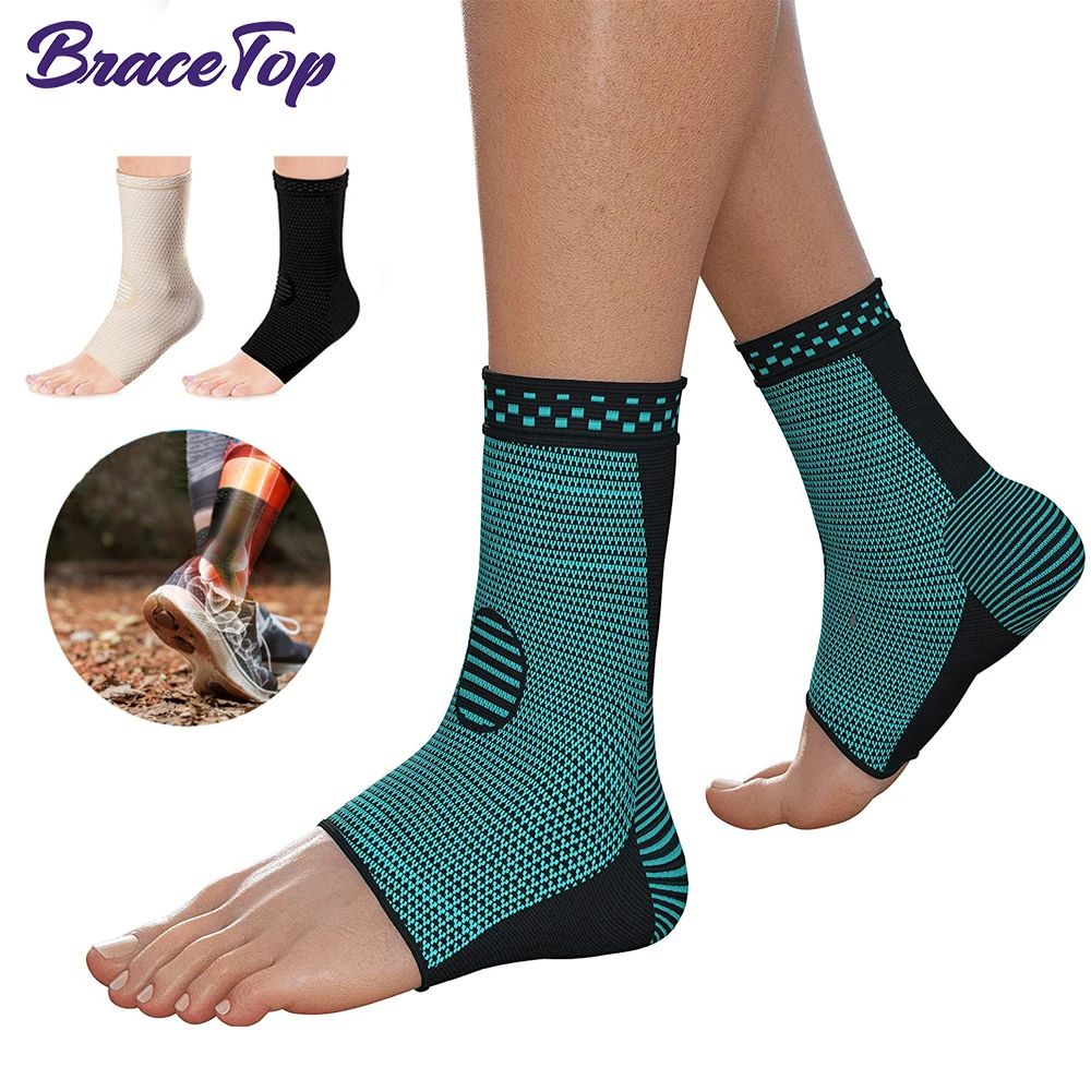 

BraceTop Ankle Brace Compression Sleeve, Relieve Achilles Tendonitis, Joint Pain, Plantar Fasciitis Foot Sock for Heel Spur Pain