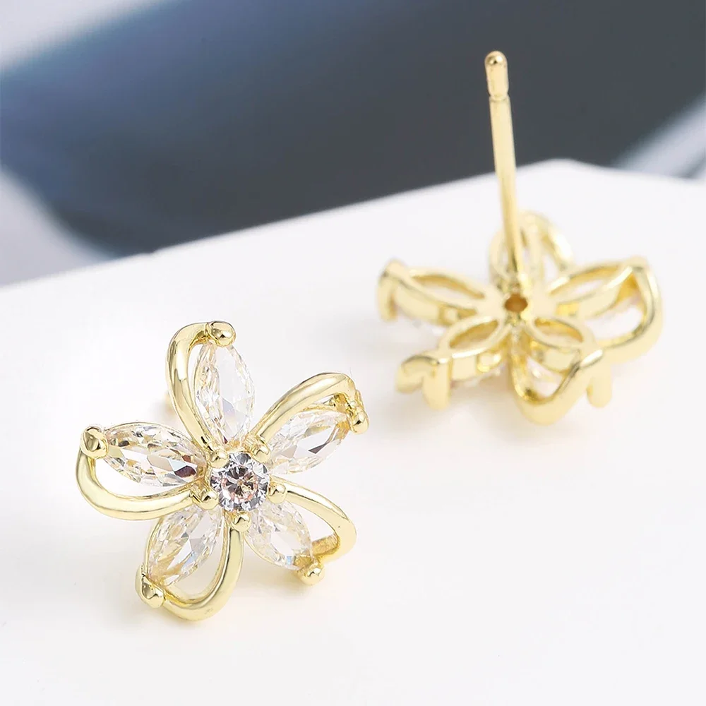 Summer Flower Stud Earrings Pinwheel Zirconia Delicate Fashion Earings Design Super Flash Feeling Earring Jewelry for Women image 6