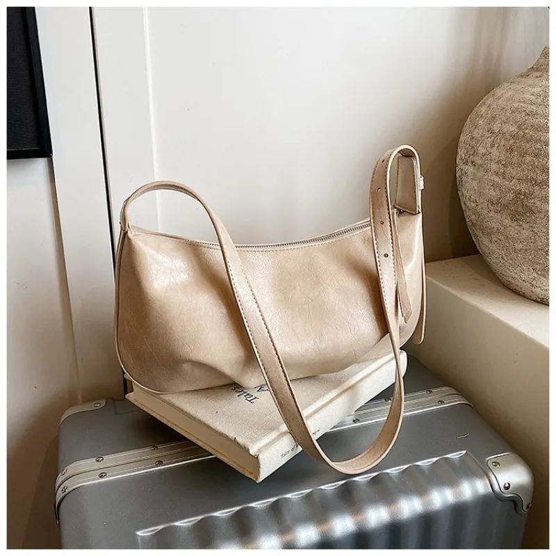 

Сумка через плечо из ПУ кожи, плиссированная, однотонная, повседневная, в форме пельменя, универсальная, простая, вместительная, портативная сумка-мессенджер