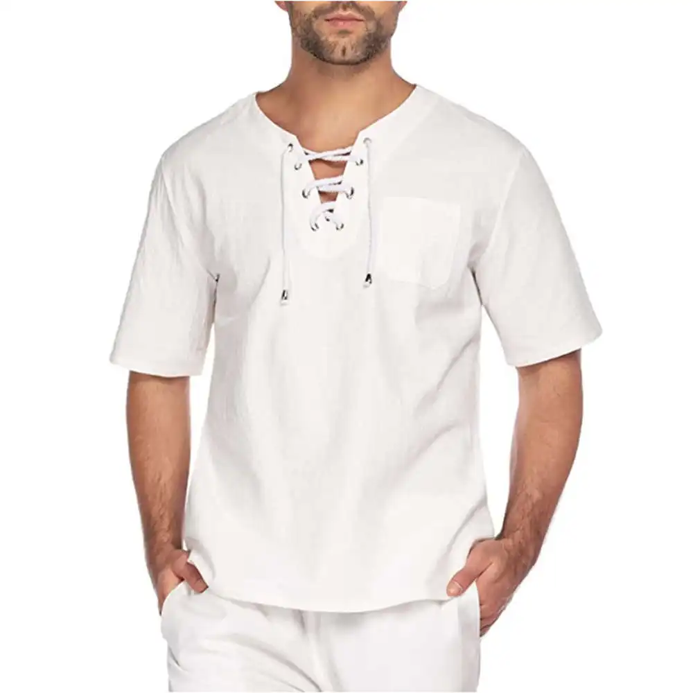 

Однотонная повседневная мужская футболка с v-образным вырезом, модная молодежная хлопковая футболка ort Sve irt с поясом, осенний топ без рукавов