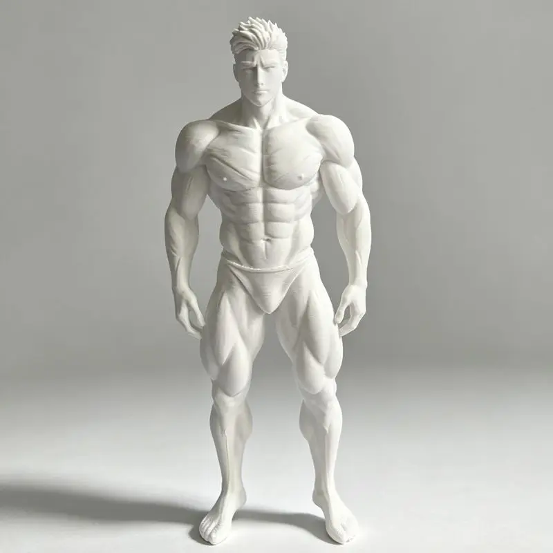 Muscular And Strong Short-Haired Figure With Well-Developed Muscles, 3D Printed White Model, Fitness Desk Decoration Item