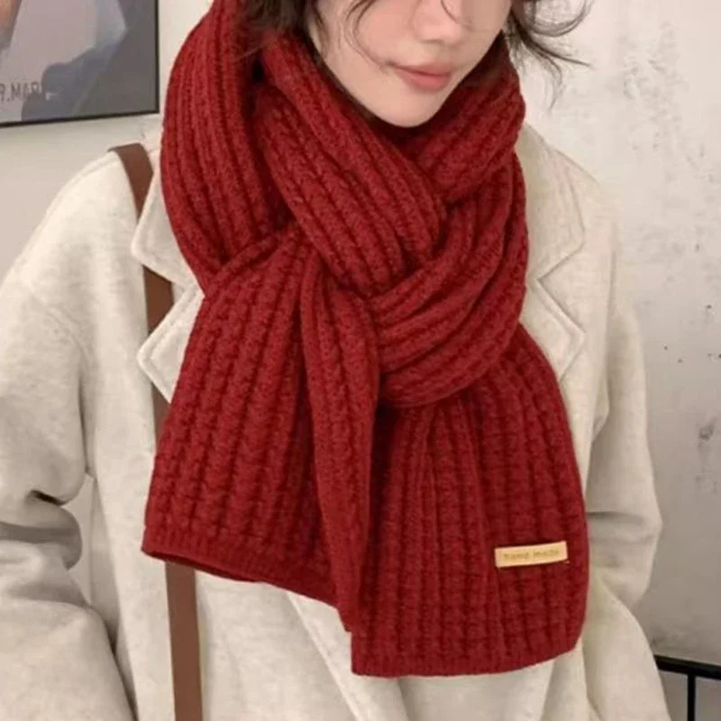 Women Mens Winter Scarf Thick Cable Knit Wrap Chunky Long Warm Scarf for Travel Office Warm Cashmere Scarves Neckercheif