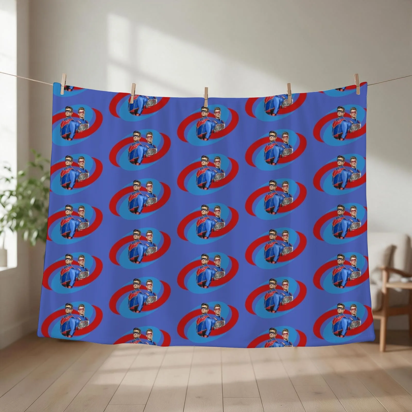 Captain Man and Kid Danger - Logo Throw Blanket couch cozy soft plush fuzzy picnic outdoor blanket
