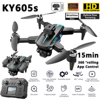 KY605s HD Three Cameras Drones with Screen RC 360°Rolling Obstacle Avoidance 50x Zoom GPS WIFI 15Min ESC EIS Brushless FPV Drone