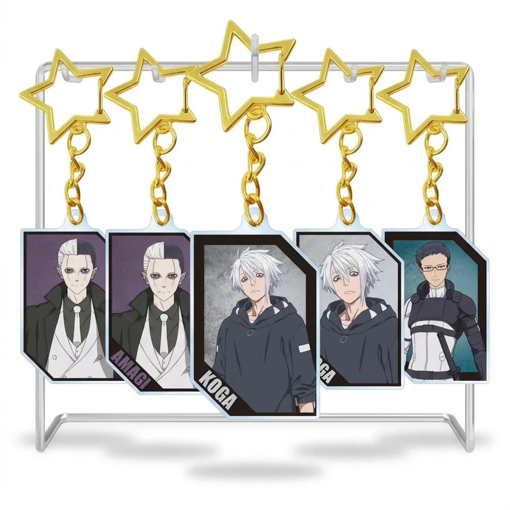 6cm Anime Black Torch Acrylic Keychain Stand Tarou Sakamoto Shin Asakura Peripheral ornaments，Friend Christmas Gifts