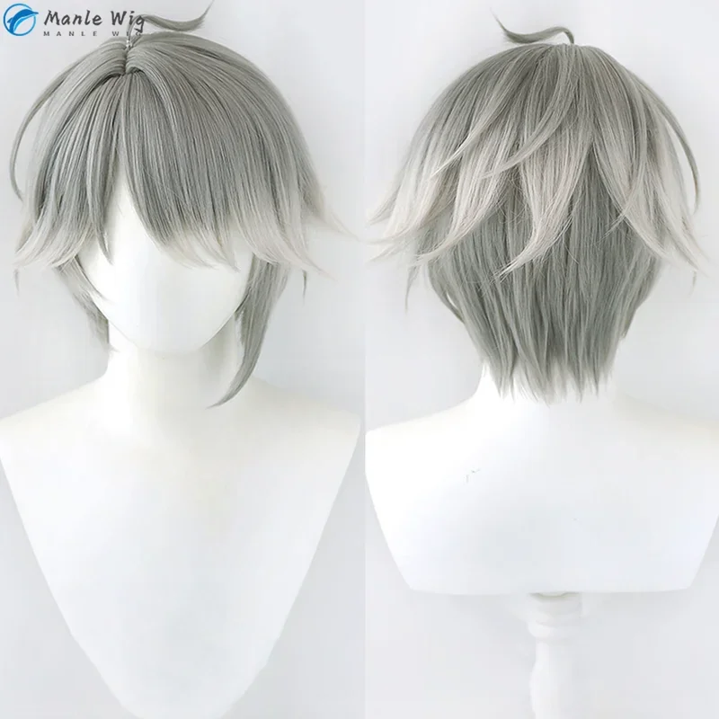 Al Haitham Cosplay Wig  Cosplay Sumeru AlHaitham Wigs 30cm Grey Heat Resistant Hair Anime Cosplay Wigs   Wig Cap