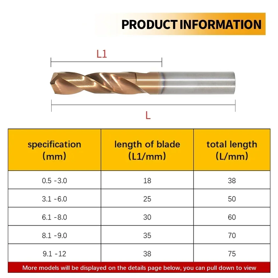 BIESUO HRC55° Tungsten Carbide Drills Metal Drill Bits For Hard Metalworking CNC Lathe Steel Drilling Tool 0.5-20.0mm