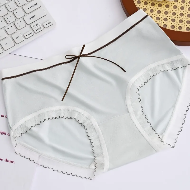Breathable Bow Panties Kawaii inspired Mid Rise Briefs Delicate Lace Underpants for Teens