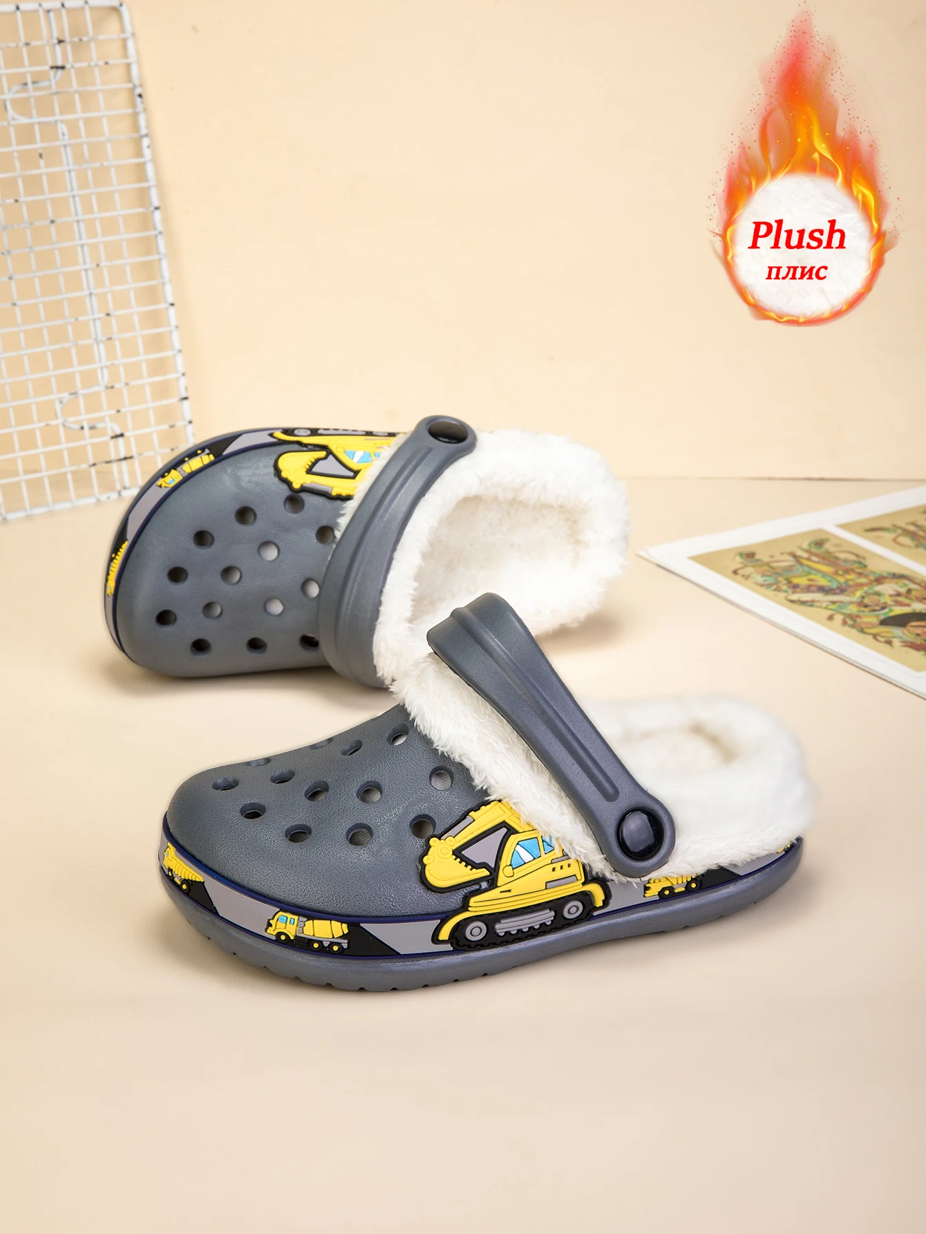 Sandalias de invierno para niños, zapatillas de piel para niños, zapatos para niñas, zuecos antideslizantes, sandalias bonitas de dibujos animados para niñas, zapatos para niños