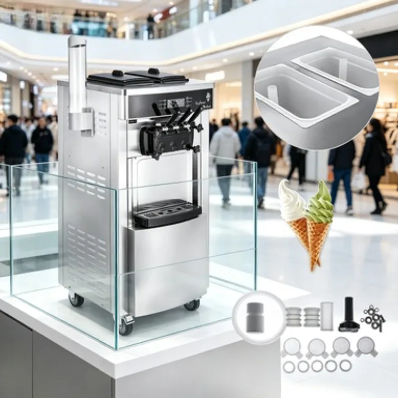 Floor Standing Ice Cream Machine 5 Dispenser Soft Serve Maker Commercial Frozen Yogurt Equipment for Canteen