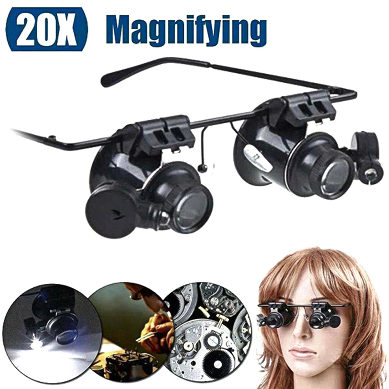 LED Light Illuminated Magnifying Glasses Eyewear Miniature Magnifying Glass  Suitable for Close Work Reading