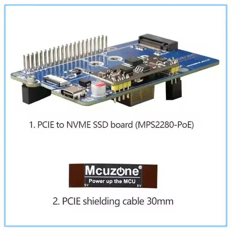 Placa de expansión Raspberry Pi 5 PCIe a M.2 NVMe SSD con módulo de fuente de alimentación POE compatible con tamaño 2280 2242 2230