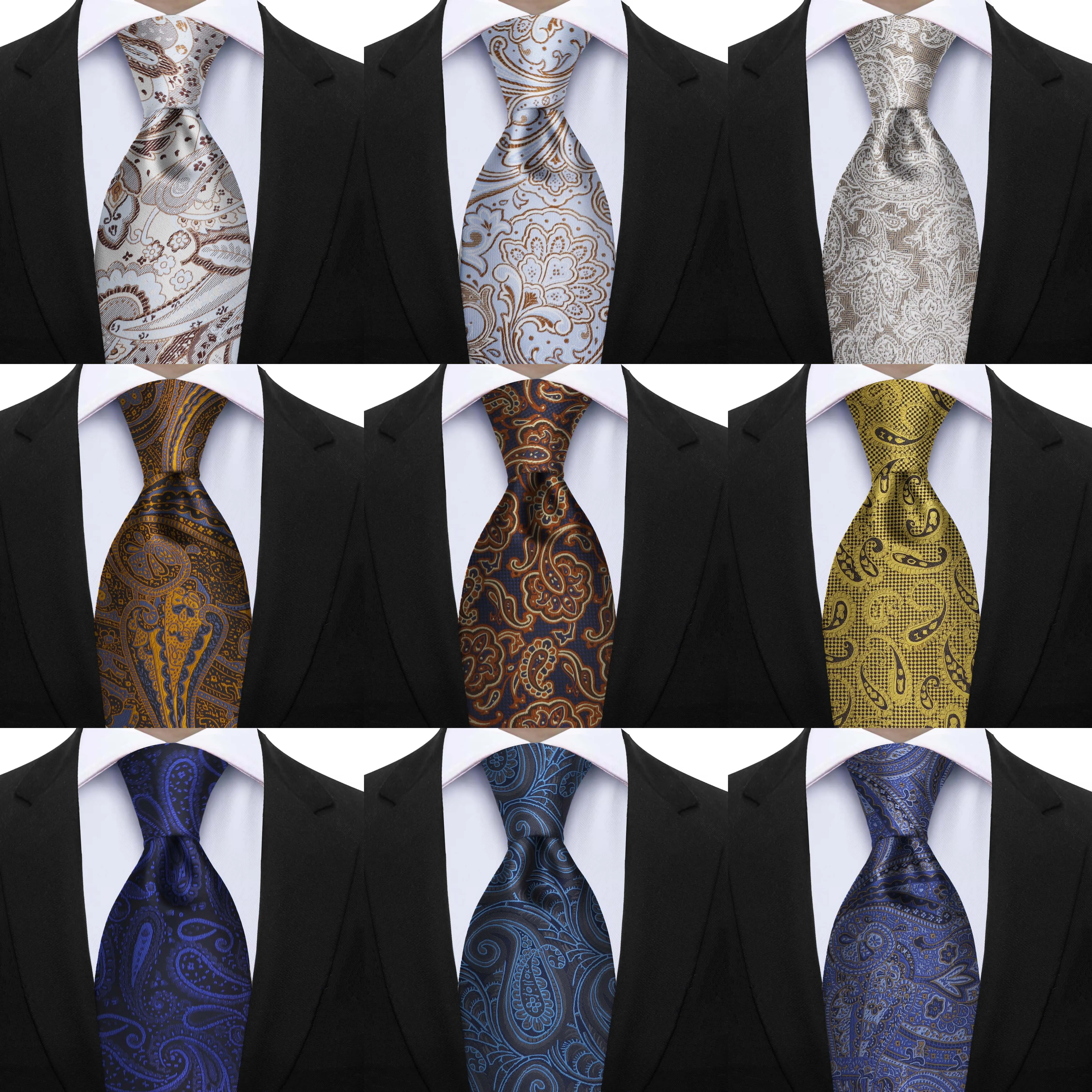 Mens Tie Luxury Necktie Brown Grey Business Wedding Party New Design Neck Tie Paisley Necktie Floral Wedding Style Gravat Gift