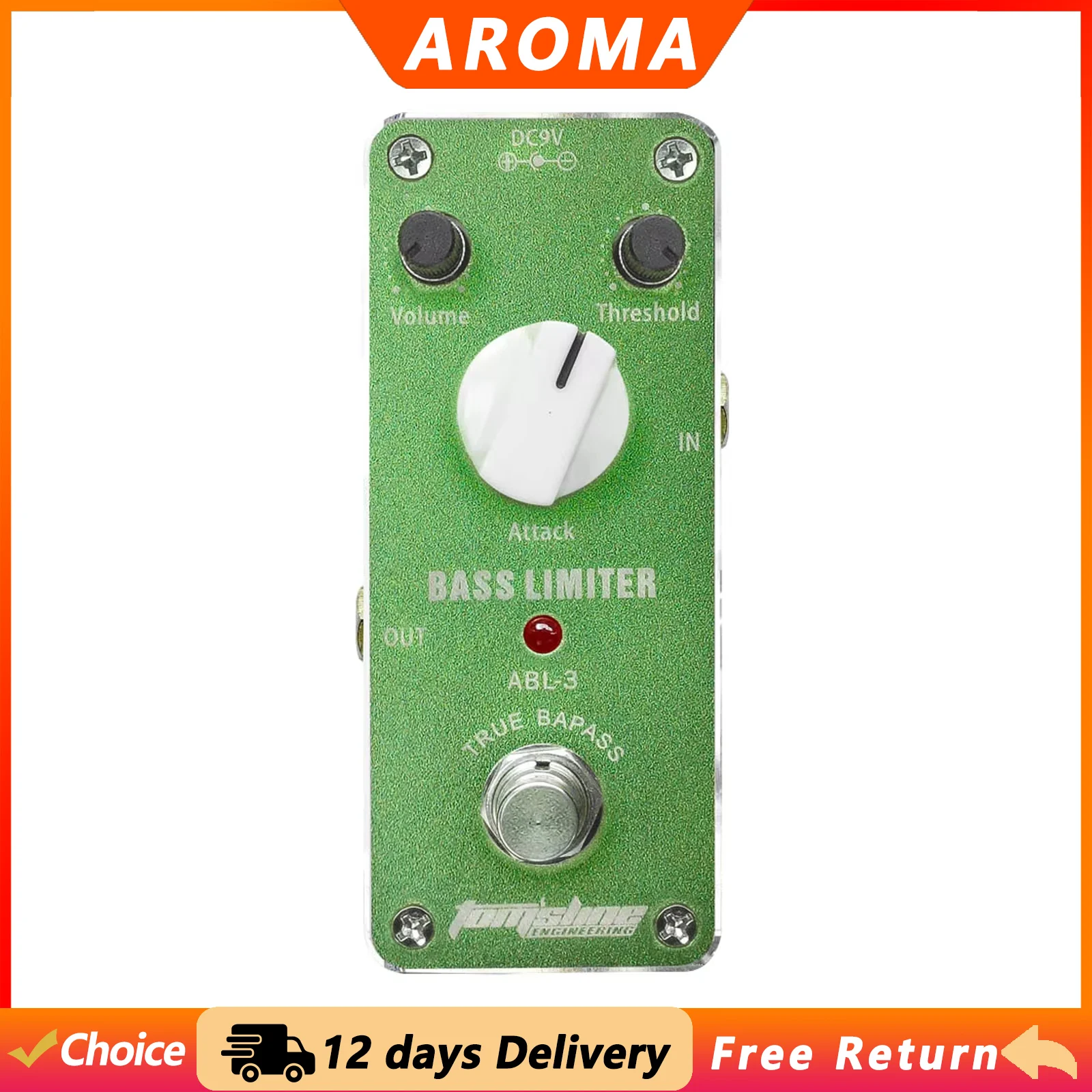Aroma ABL-3 Bass Limiter Guitar Effect Pedal Aluminum Alloy Housing True Bypass Mini Pedal Electric Guitar Bass Accessories