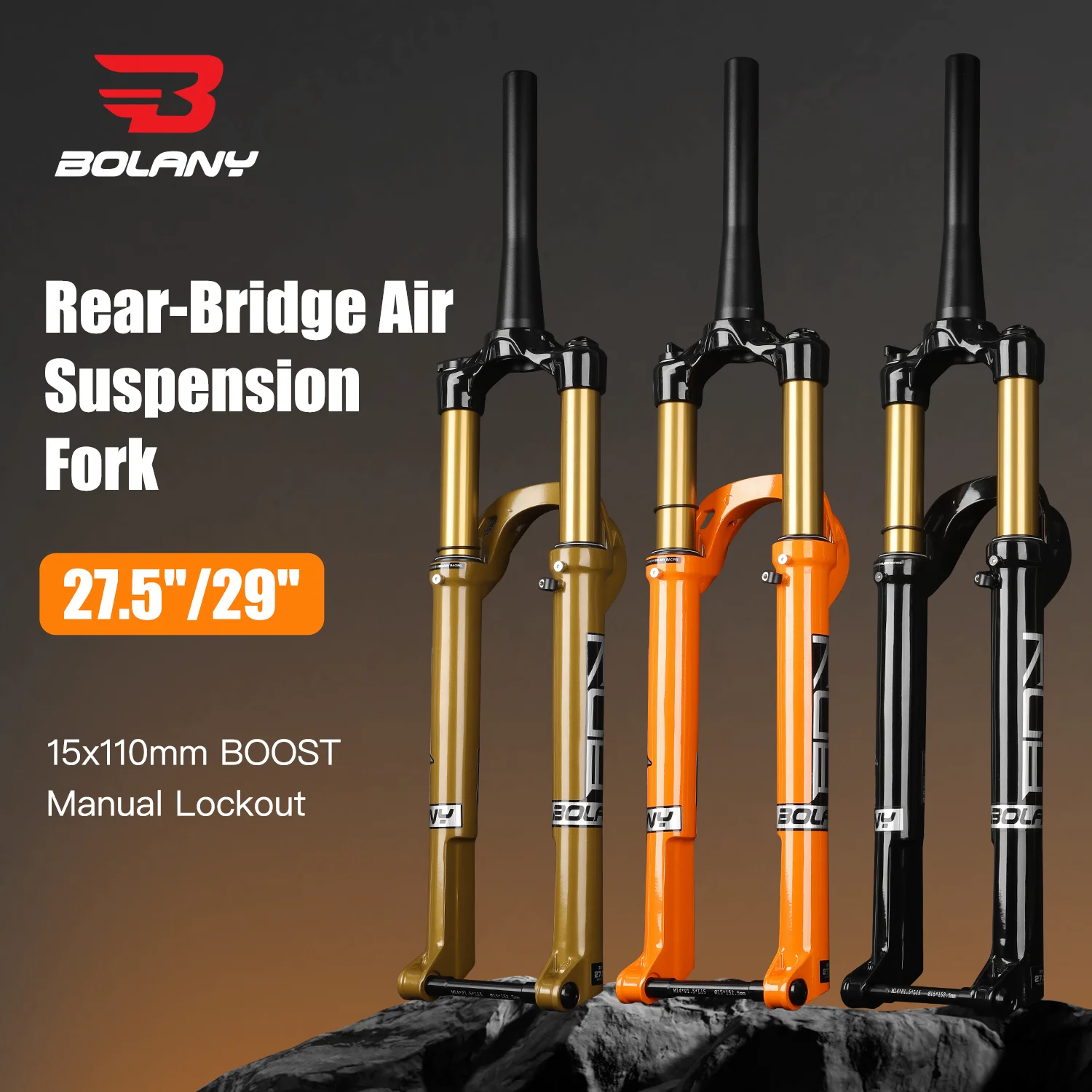 BOLANY MTB Suspension Air Fork 27.5/29 inch 120mm Travel MTB Fork Magnesium Alloy Ultralight Design 15x110mm Boost Bicycle Fork