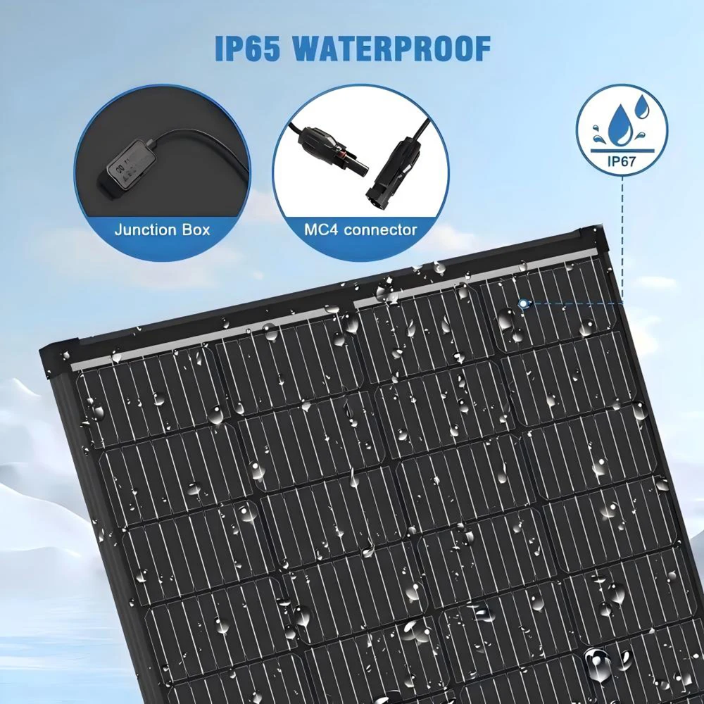 WERCHTAY 200 واط لوحة شمسية أحادية البلورية سوداء عالية الكفاءة مع تقنية مخفية بسبار لشاحنات RVs والمركبات والطاقة المنزلية