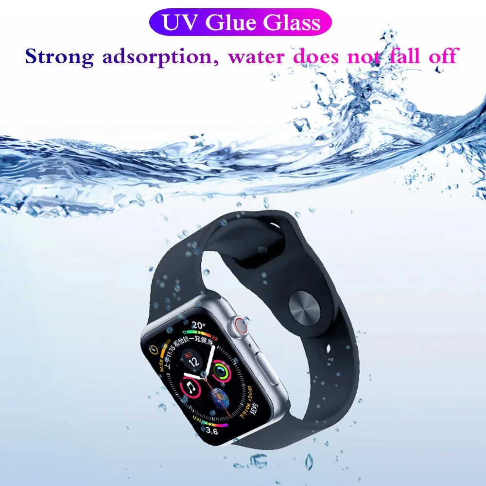 9H 3D UV Glass Nano Liquid full Glue Tempered Glass For Apple Watch 38mm 42mm Screen Protector For Apple Watch 3 2 1Series