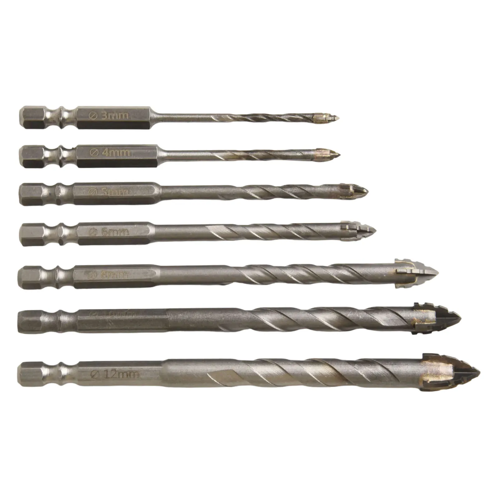 

DIY Projects Carbide Drill Set Triangular Spiral Drill Bit Set Electric Drill Hex Shank Diameter 6.35mm High-Speed Rotation