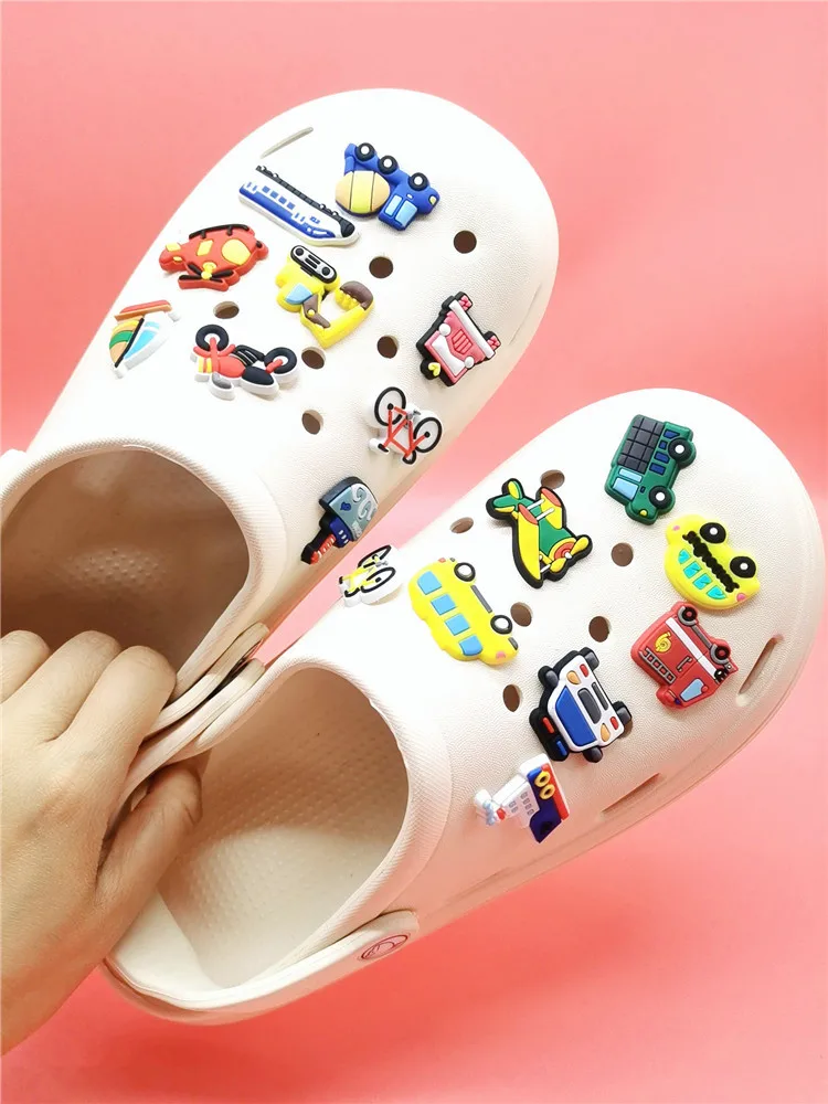 Kawaii Car Plane Bike Excavator PVC Shoe Charms Clogs Accessories Ornaments Diy Buckle Decorations Unisex Kids Xmas Party Gifts