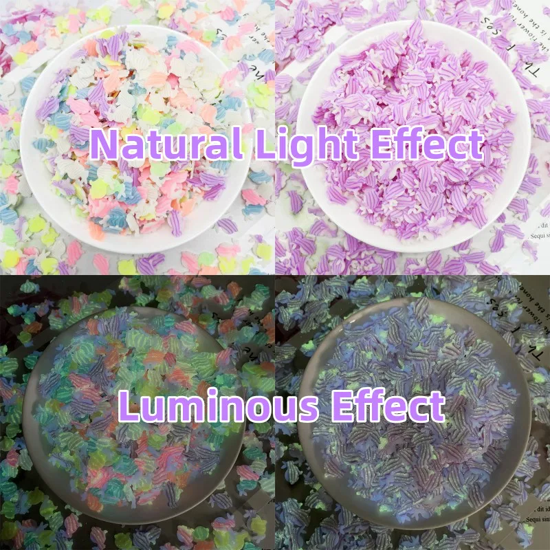 30/50/100g 1cm Luminous Rabbit Fimo Slices Polymer Clay Sprinkle Night Soft Pottery Toys DIY Soft Clay Crafts Slime Supplies