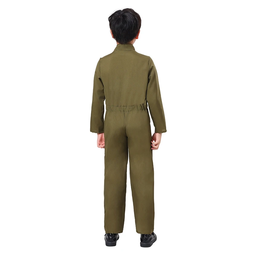 American Pilot Jumpsuit Cosplay Anime Halloween Costume for Kid Men Ace Aviator Air Force Pilot Uniform Carnival Festival Party