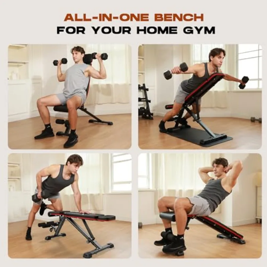 880LB 용량의 조절 가능한 웨이트 벤치와 전신 근력 훈련을 위한 확장형 헤드레스트: 접이식 디자인으로 홈트레이닝에 이상적