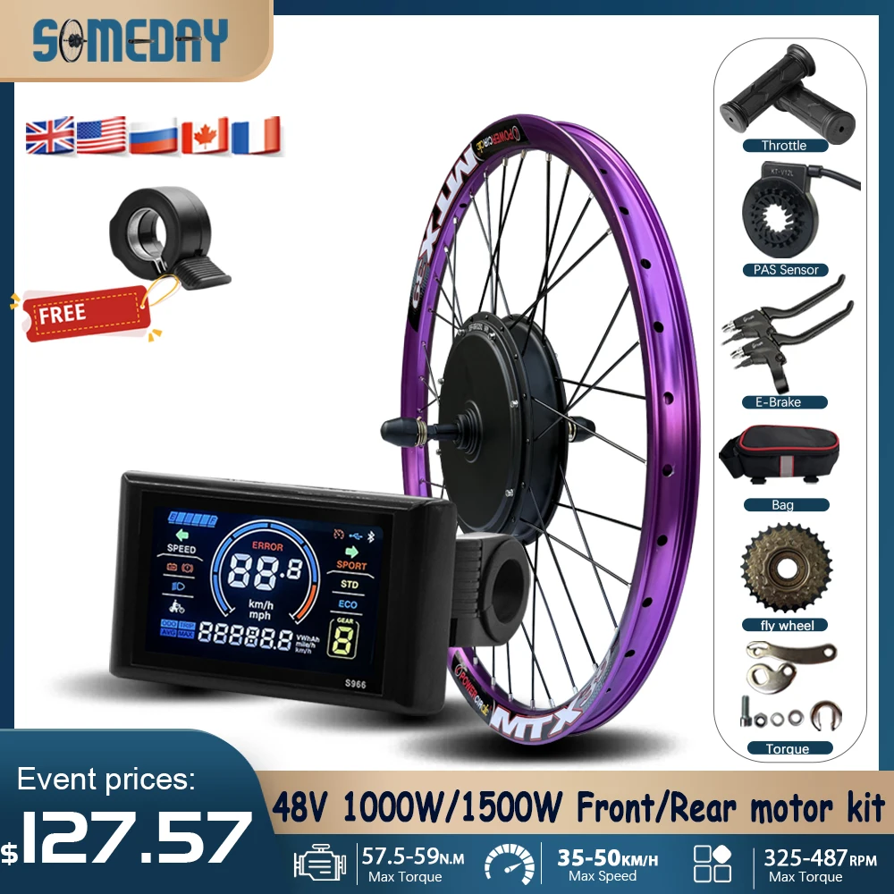 AliExpress NONE MTX39 Electric Bike Conversion Kit 48V 1000W/1500W 27.5inch Brushless Hub Motor Wheel Front/Rear/Cassette For E-bike Motor Kit