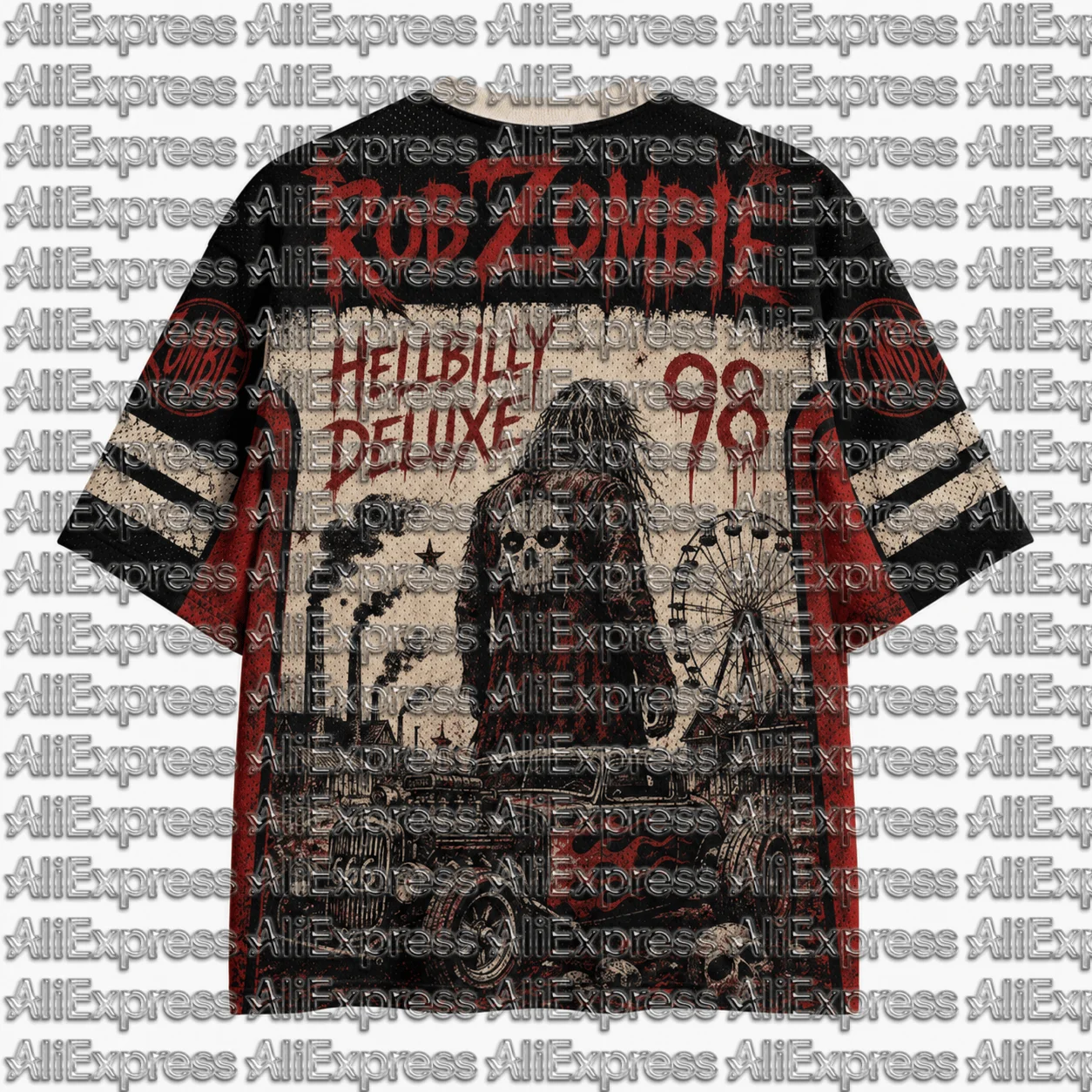 2026 Popular 80s Themed Sports Fashion Short Sleeved V-neck Mesh Streetwear Retro Band Movie Game Fan Gift T-shirt