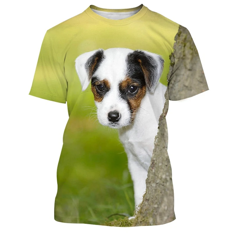 Funny Jack Russell Terrier T-shirts For Men Fashion Summer Crew Neck Cute Dog 3D Printed Womens T Shirts Casual Oversized Tees