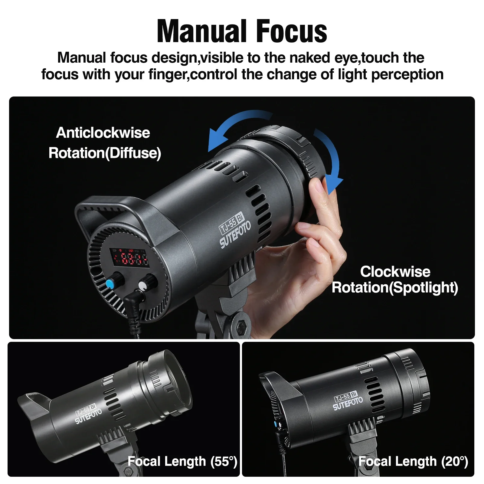 Sutefoto TJ-55 Video Light 55W Bi-color focus lamp 3200K-5600K