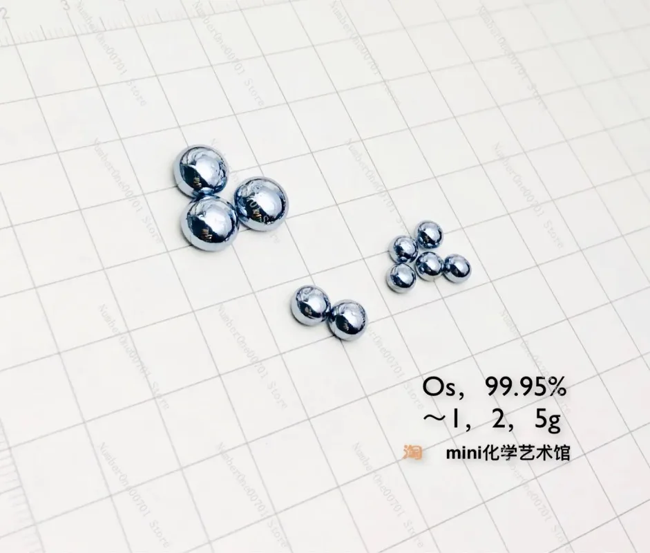 1g Osmium Metal Bead 99.95 Pure Os Crystal Sphere Single Side Convex Mirror Surface Precious Metal Sample