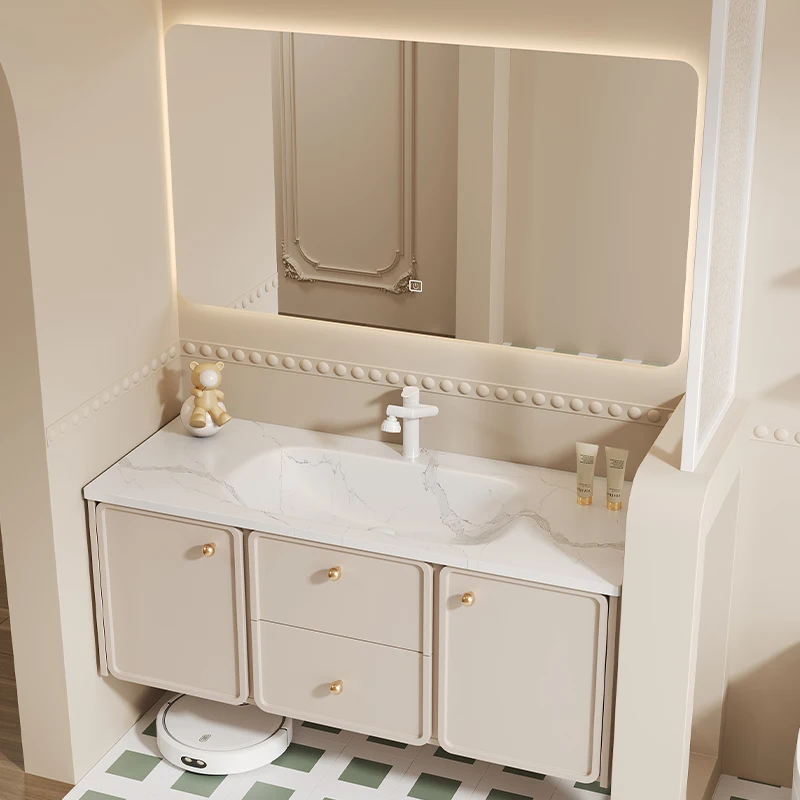 الفرنسية مغسلة الحمام بالباطل الحديثة خمر الغرور ضوء الحمام بالباطل مرآة تخزين Mobiletto Bagno أثاث المنزل #2