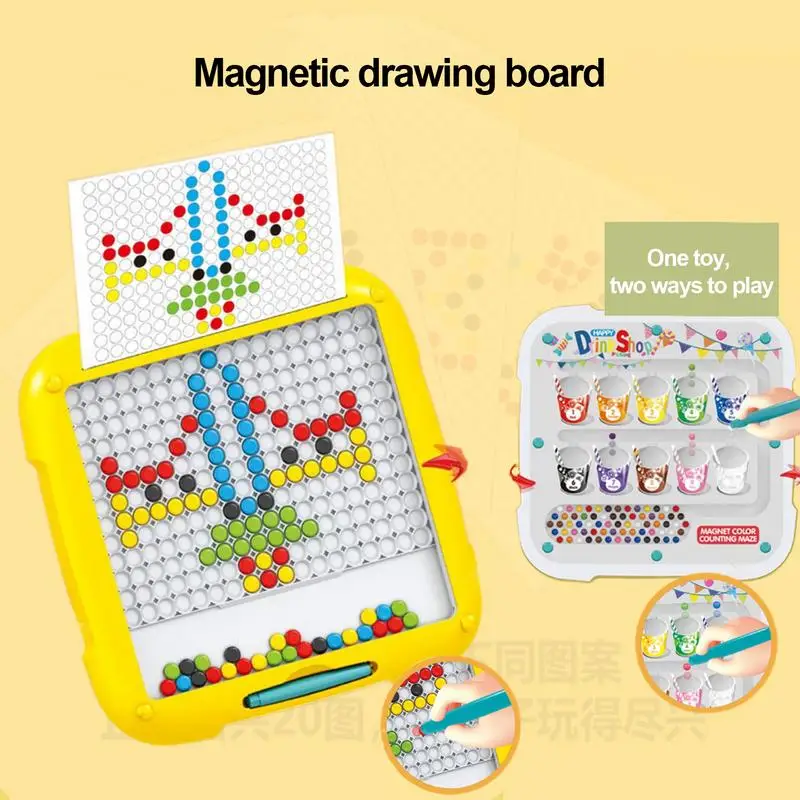 Magnetic Dots Board Travel Toys Kids Dot Art Doodle Board Large Magnetic Drawing Doodle Board With Pen Beads For Kids gifts