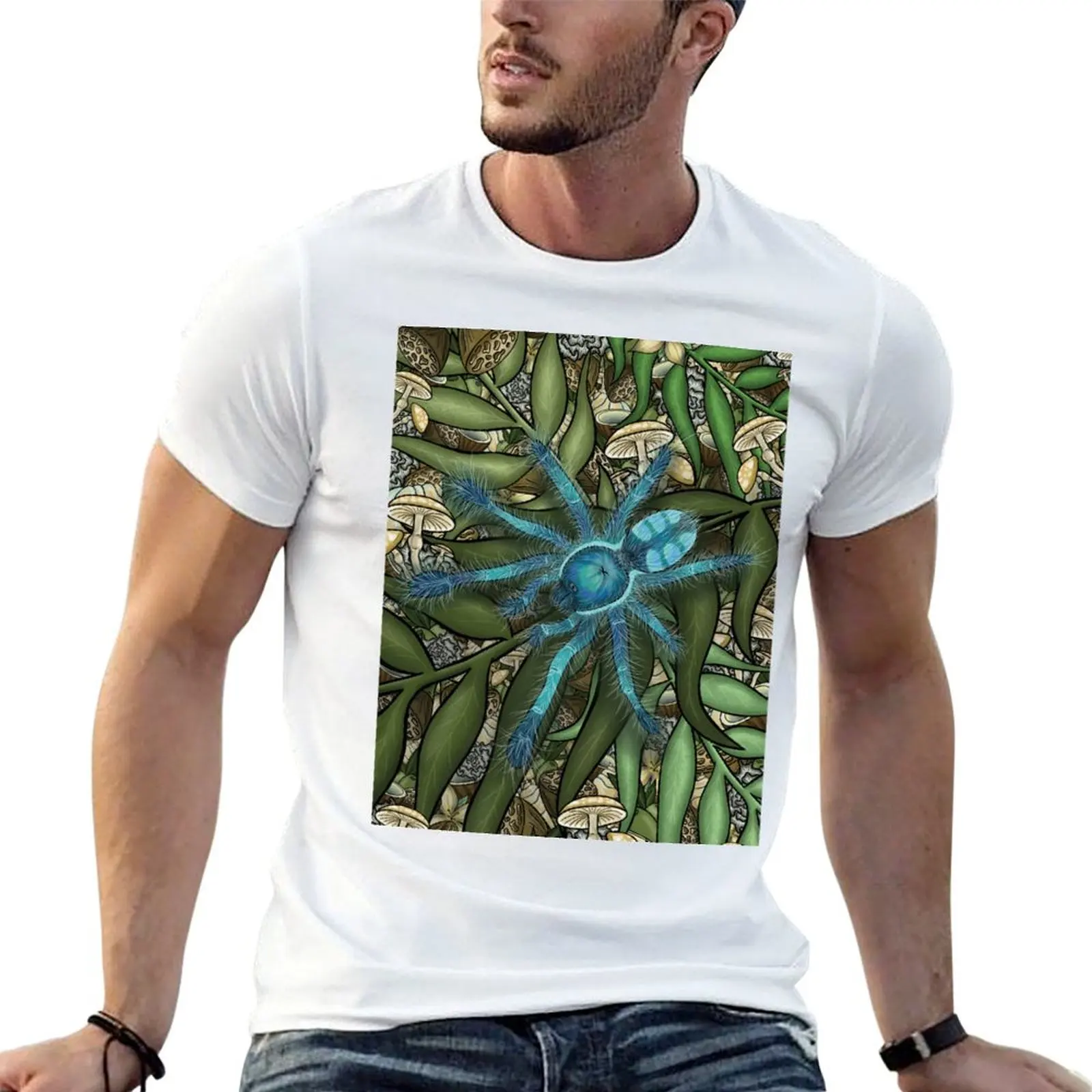 Caribena versicolor blue tarantula T-Shirt Work Basic Short Sleeve Top