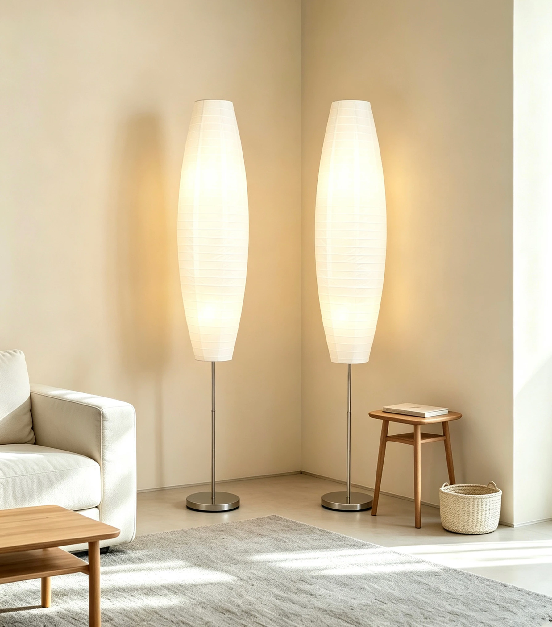 Papier-Stehlampe, Japanische Papierlampe, Reispapier-Lampenschirm, 59'' Minimalistische Reispapier-Stehlampe, Perfekt für Wohnzimmer, Büro, Schlafzimmer, Kinderzimmer, Lesen, Heimdekoration (Oval