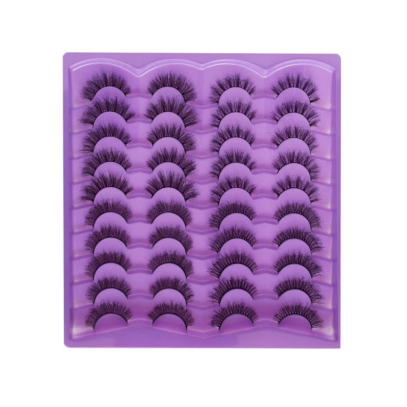 

20-pair fluffy and voluminous textured false lashes with frizz effect of thick and dense cartoon-style false lashes