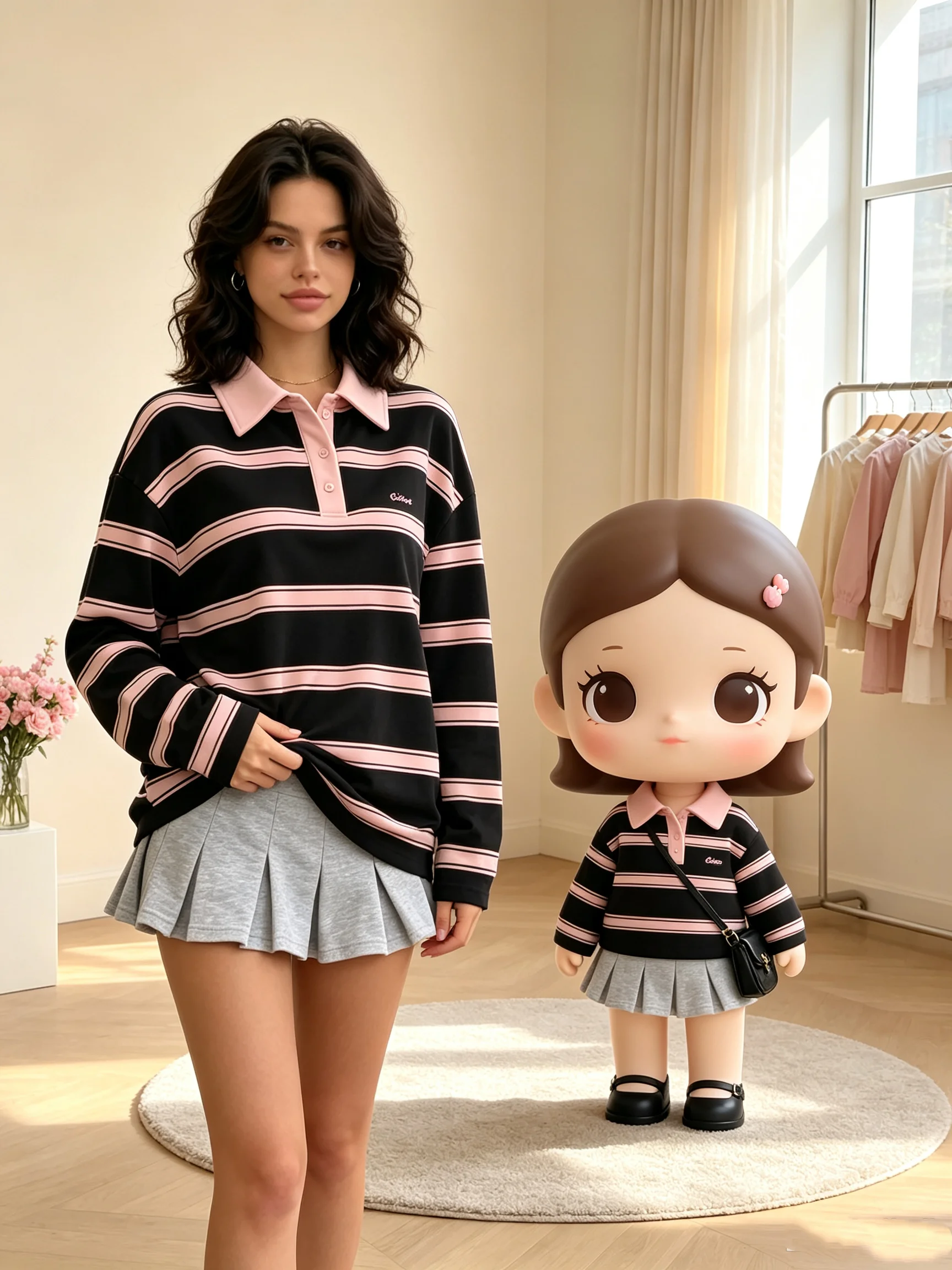 Women's Geometric Pattern Color Block Hoodie Long Sleeve Casual Lapel Button Top for Autumn Daily Travel