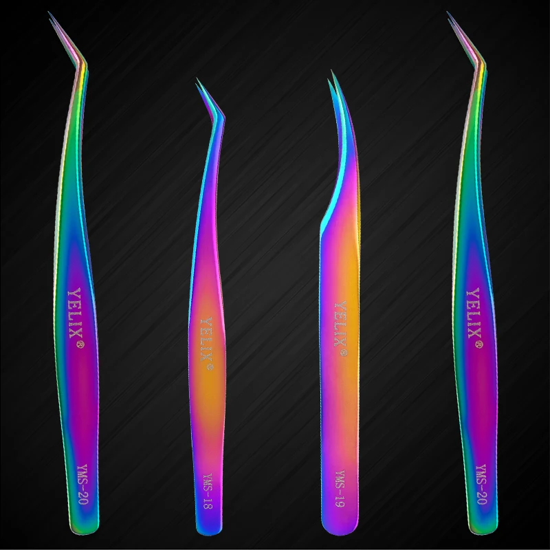 Yelix Golden Volume Tweezers Eyelash Extensions Isolation Classic Eyelashes Tweezers Professional Lash Extension Stainless Steel