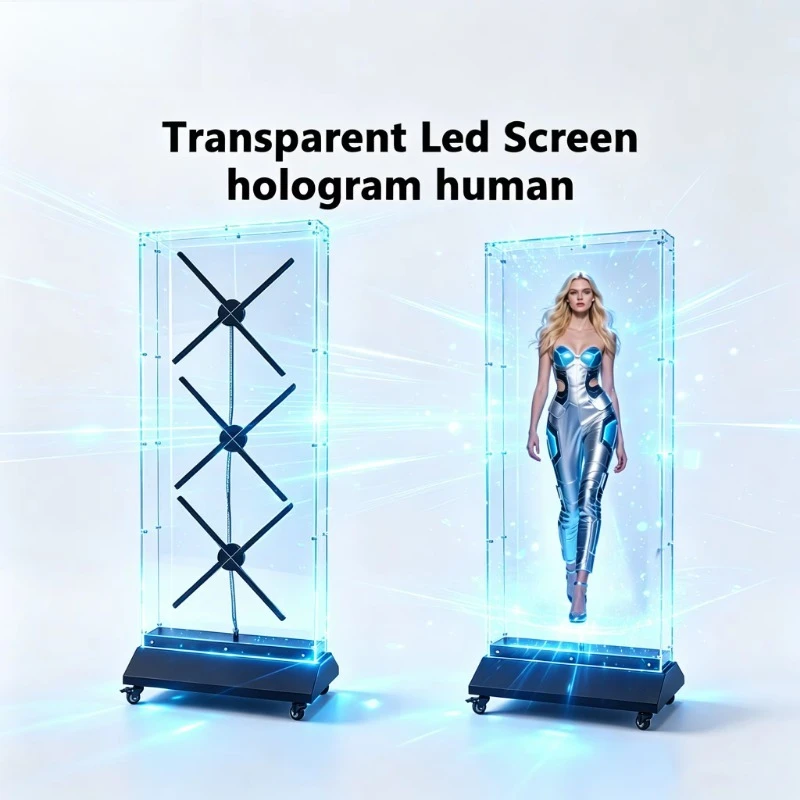 AZMAX for 3D LED Hologram Fan Transparent Display Screen 2500cd Commercial Advertising Visual Equipment