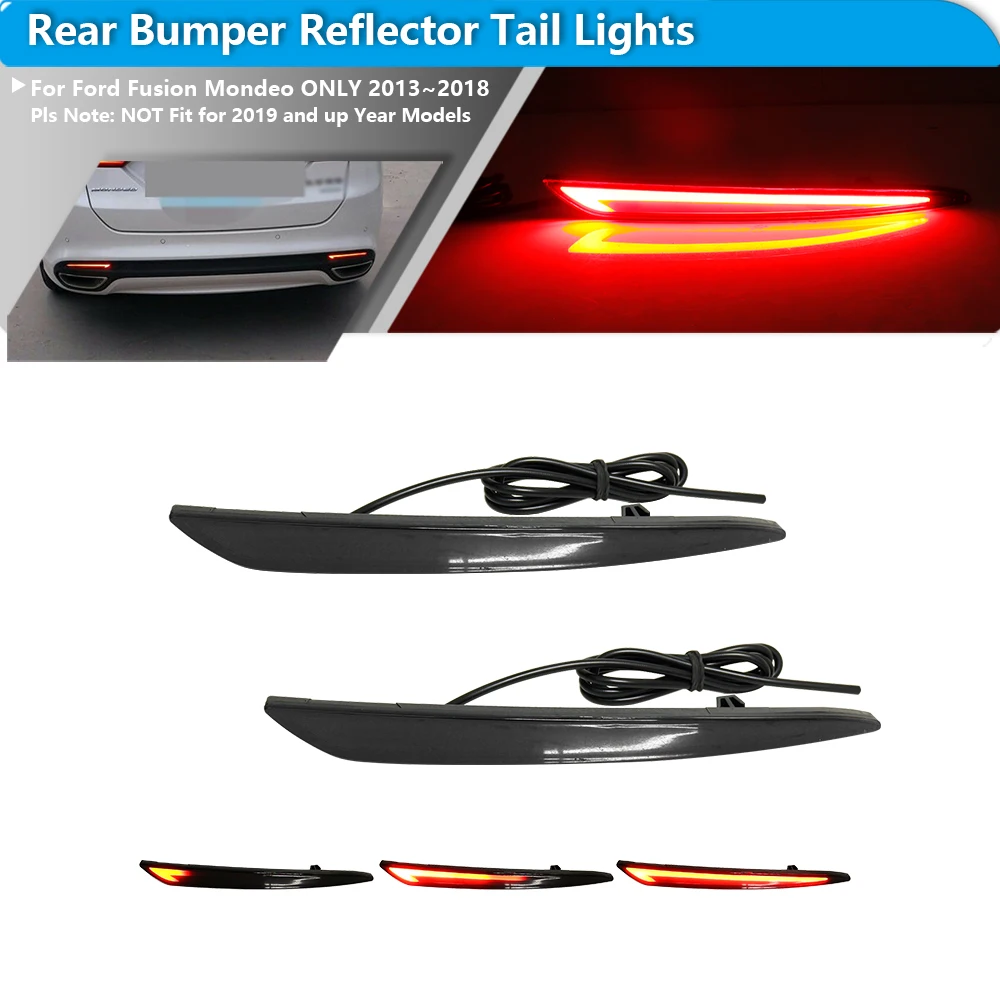 2 uds para Ford Fusion Mondeo 2013-2018 iJDM estilo fluido LED rojo luces reflectoras de parachoques función como luz antiniebla trasera/freno Li