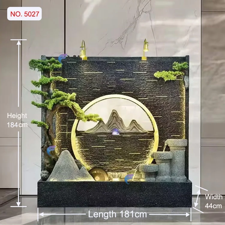 Personnalisation. BN202 Grand mur de rideau d'eau de cascade de rocaille avec la décoration d'éclairage